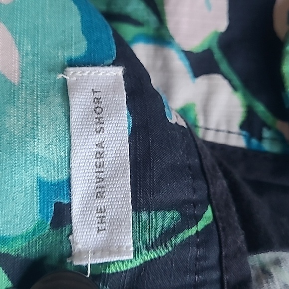 LOFT Riviera Navy Blue Floral Tropical Print Tailored Cotton Blend Summer Shorts - Picture 8 of 15